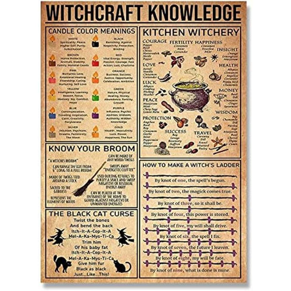 Witchcraft Knowledge Witch for Vintage Poster Carteles de