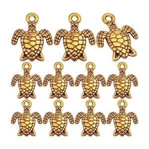 60 piezas chapadas en oro con colgante de tortuga marina