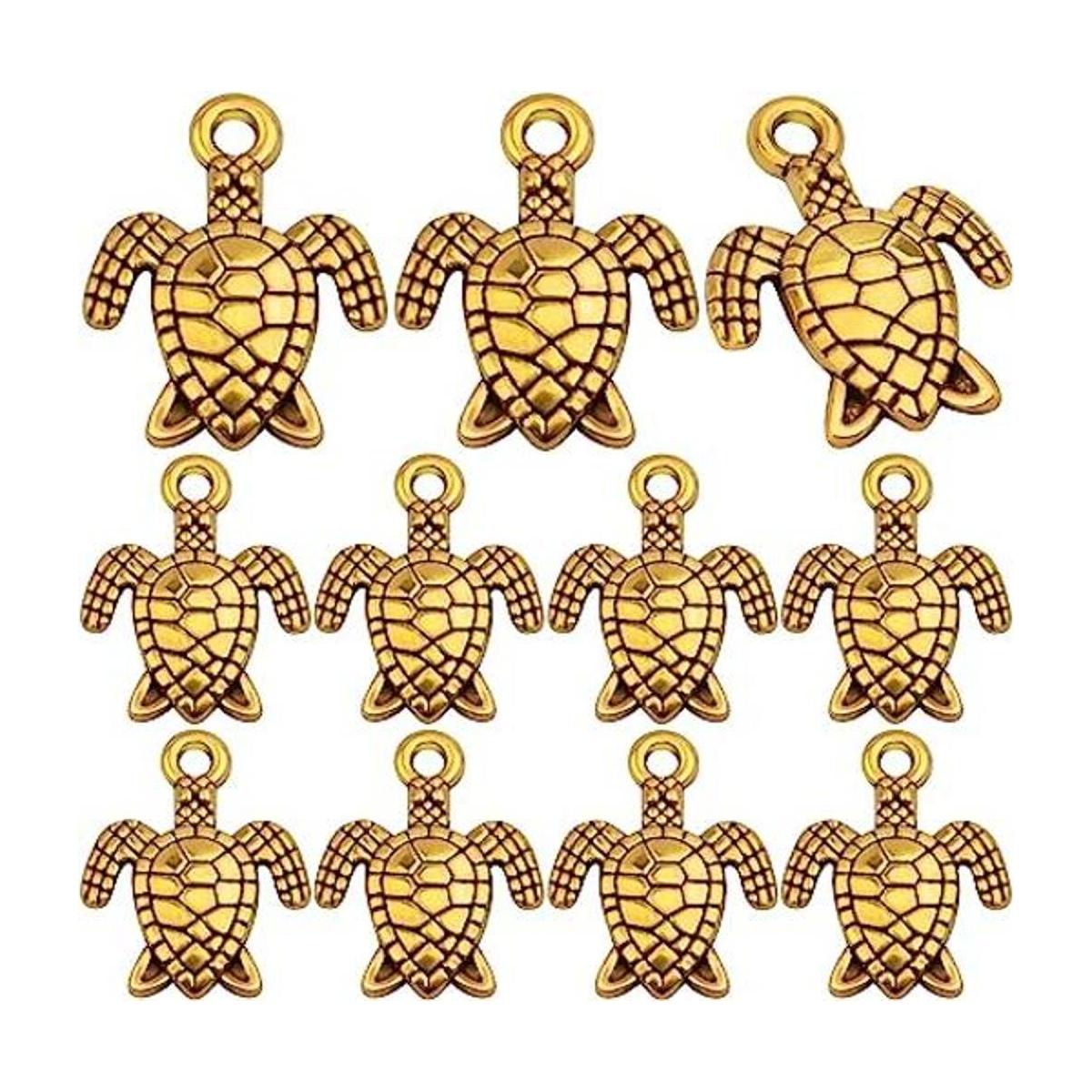 60 piezas chapadas en oro con colgante de tortuga marina
