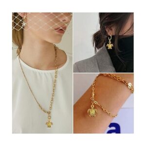 60 piezas chapadas en oro con colgante de tortuga marina