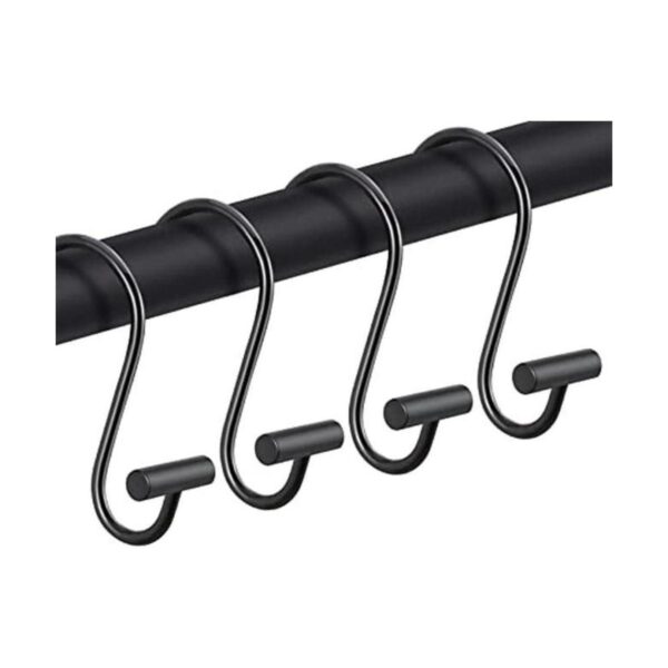 CHICTIE Ganchos de cortina de ducha negros anillos_1