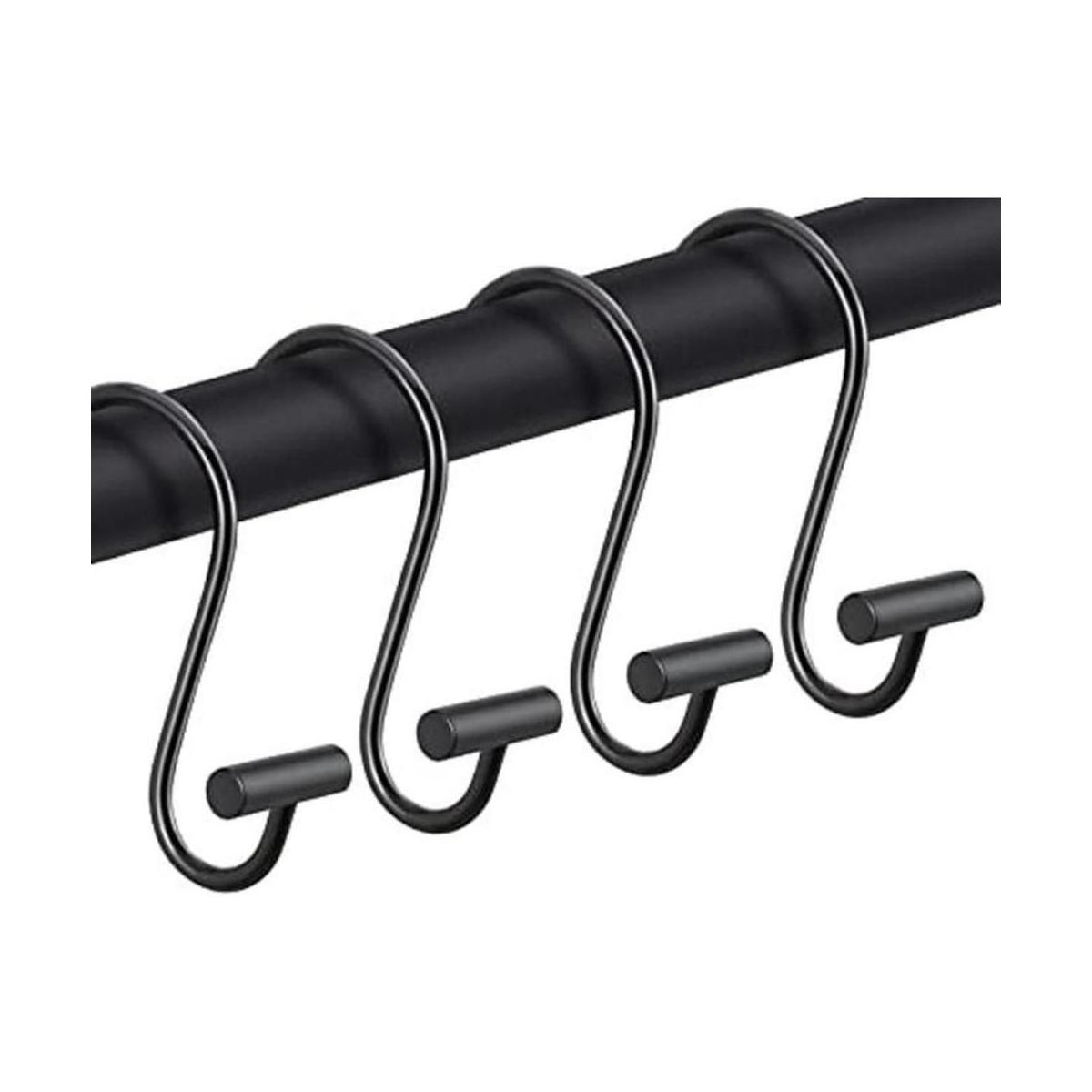 CHICTIE Ganchos de cortina de ducha negros anillos
