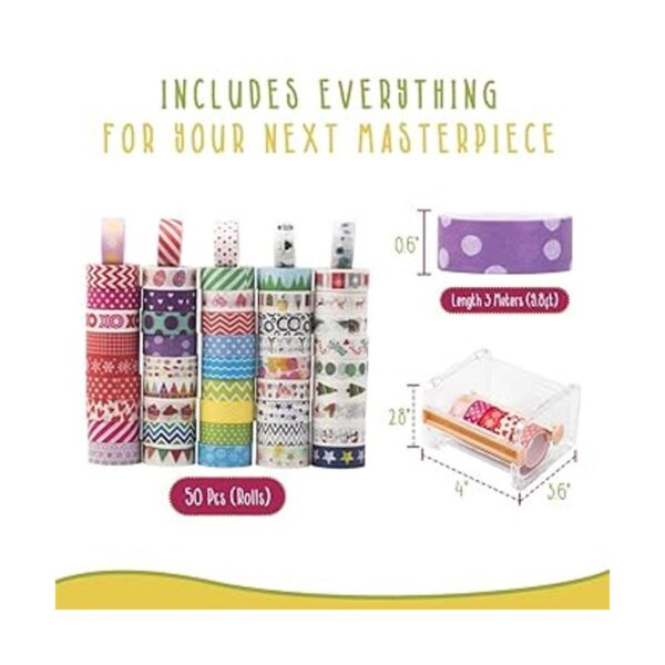 Comfecto Juego de 50 rollos de cinta washi con