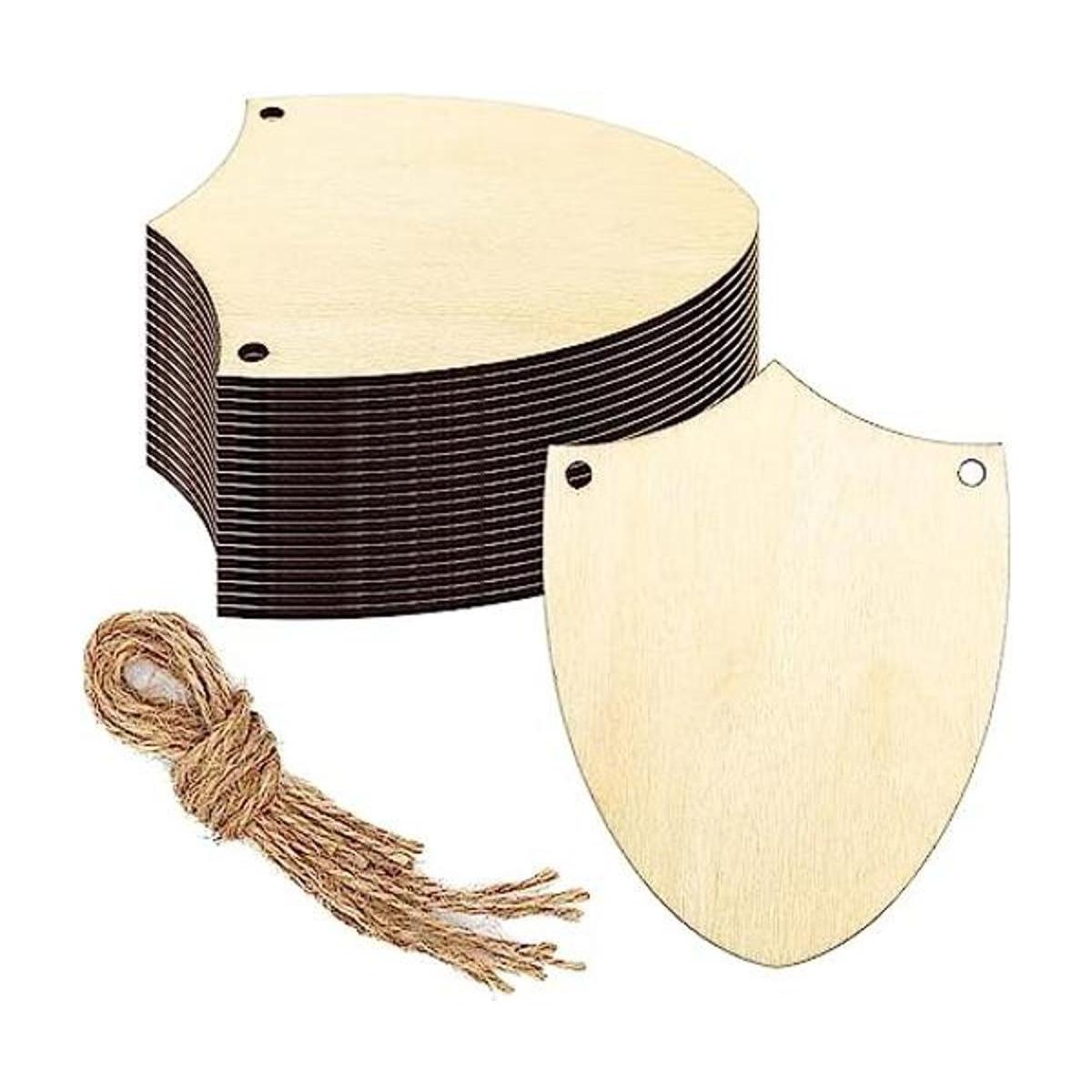 20 piezas de escudo de madera con forma de recorte