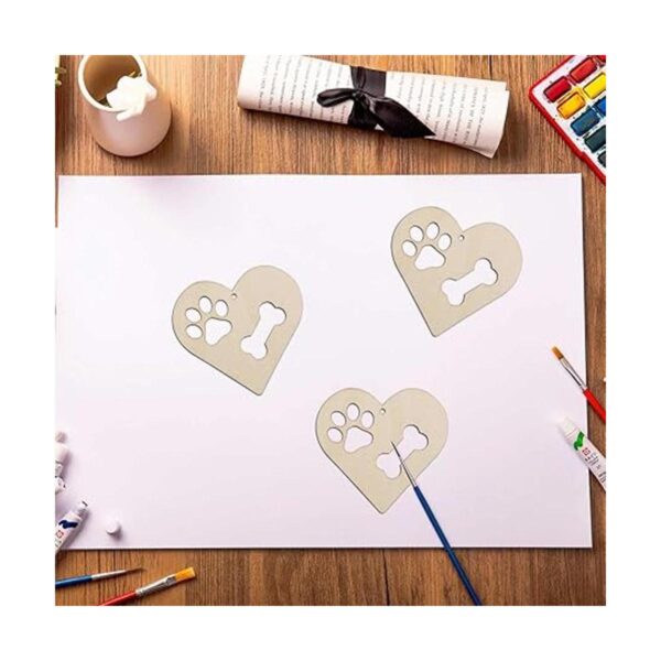 20 adornos colgantes en forma de corazón de madera para_5