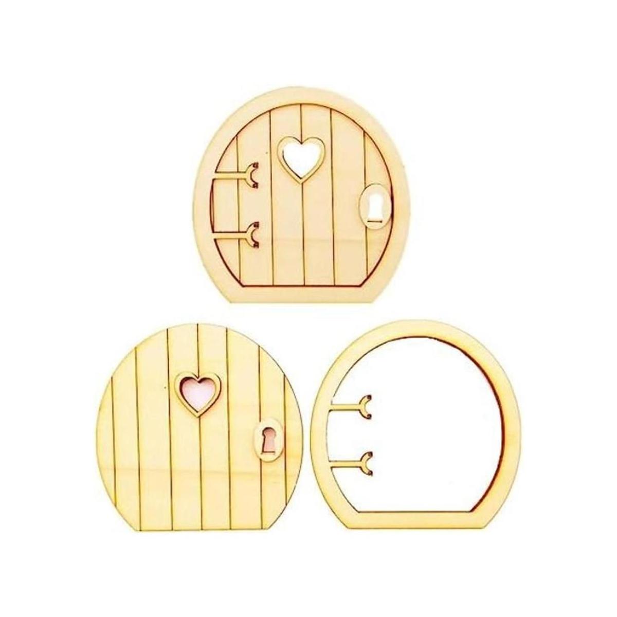 JANOU Juego de 6 adornos de madera para puerta de hadas