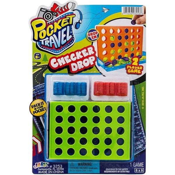 JARU Juego de mesa de bolsillo portátil de Checker Drop_6