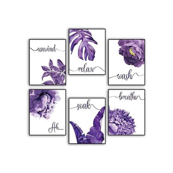 6 piezas de arte de pared morado para relajarse remojar_1