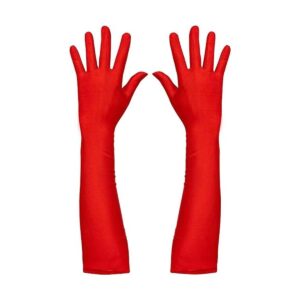 Skeleteen Guantes de ópera de satén rojo guantes de codo_1