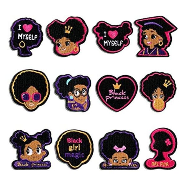12 parches bordados para niña negra parches para coser