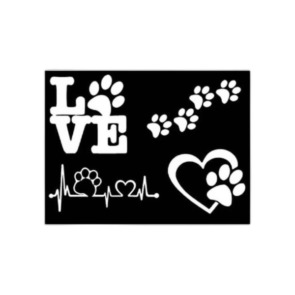Paquete de 4 calcomanías para patas patas de perro amor_1
