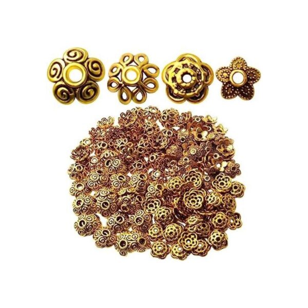 200 piezas de oro antiguo espaciador perlas tapas flor
