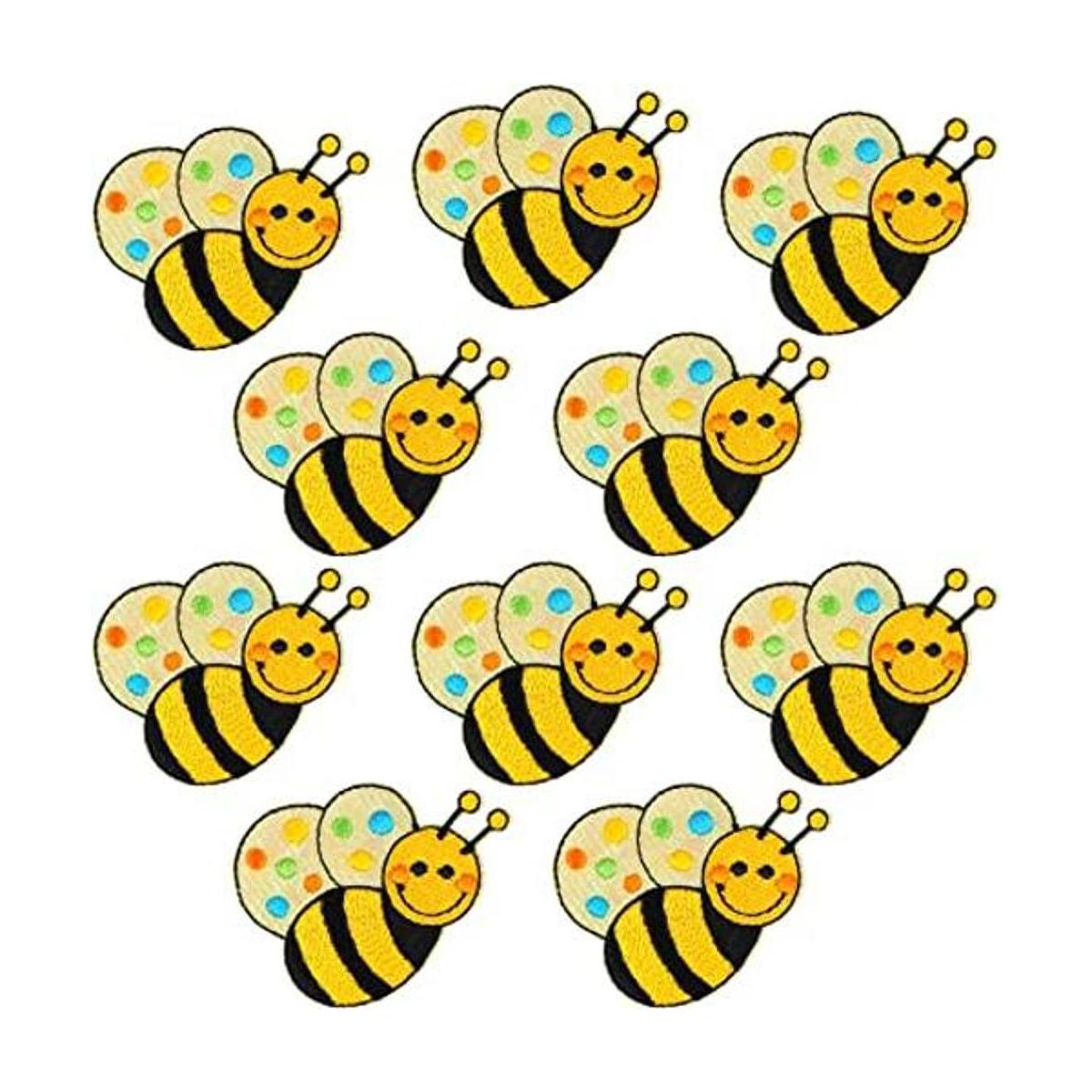 10 parches bordados de abeja para planchar en forma de