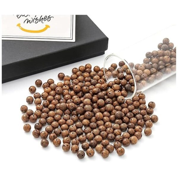 ToBeIT 600 cuentas de madera marrón oscuro para hacer_2