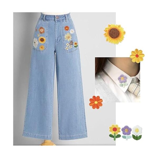 44Pcs Embroidered Flowers Butterfly Bee Iron on Patches