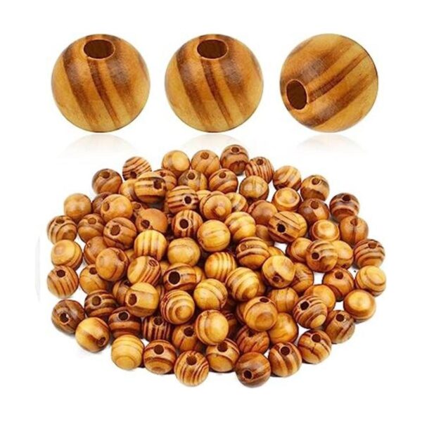 100 cuentas redondas de madera de 0.551 in cuentas de