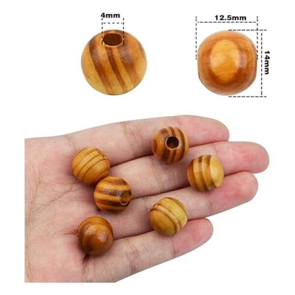 100 cuentas redondas de madera de 0.551 in cuentas de