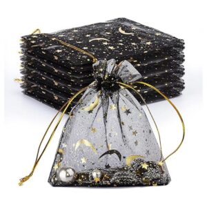 100 bolsas de organza con estampado de estrellas y luna de