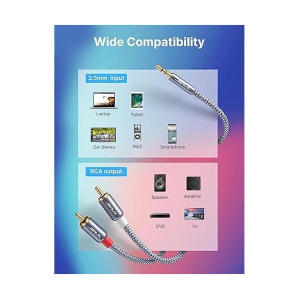 JSAUX Cable RCA a 0.138 in 6.6 pies 2 M Adaptador de_5