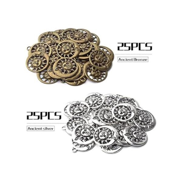 50pcs Celestial Sun Charms Aleación Tibetana Luna Sol