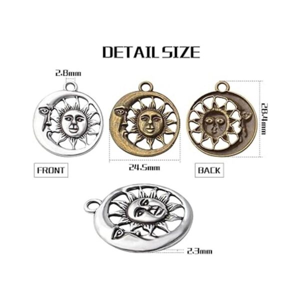 50pcs Celestial Sun Charms Aleación Tibetana Luna Sol