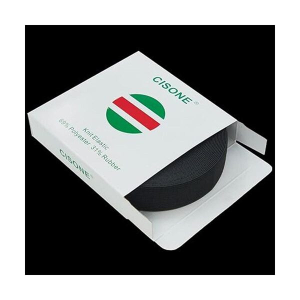 Cinta elástica de punto de 1.0 in de ancho color negro_4