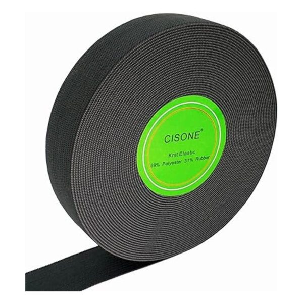 Cinta elástica de punto de 1.0 in de ancho color negro_2