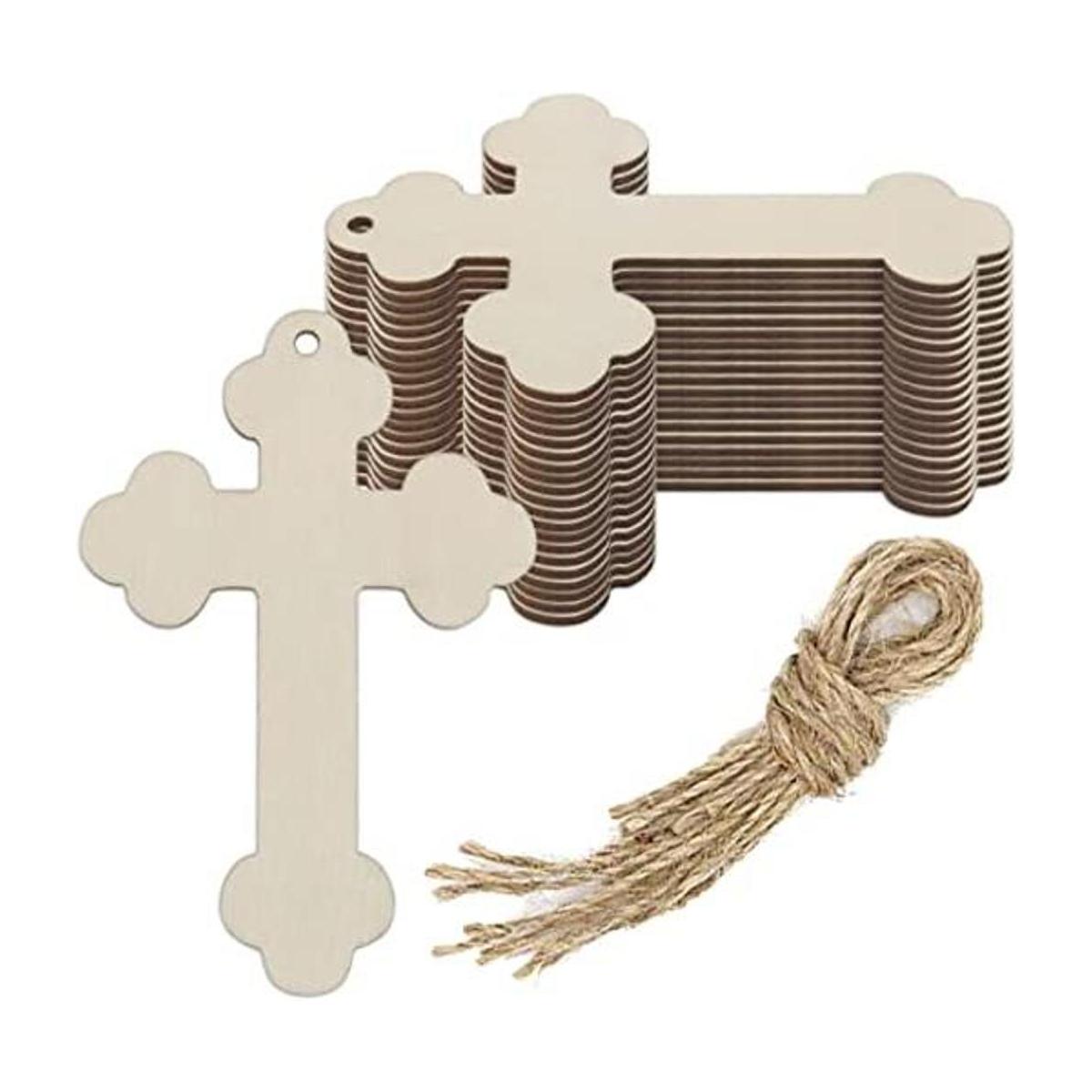 20pcs Cross Wood DIY Crafts Cutouts Wooden Cross Shaped