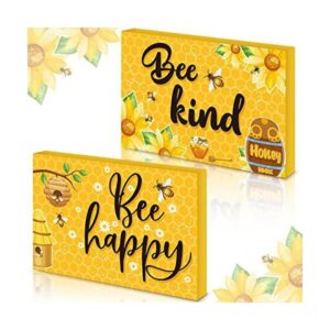 Jetec 2 piezas de letrero de madera feliz de abeja