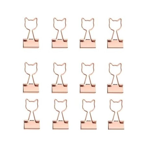 Clips de metal de oro rosa con forma de gato lindo de 34_3