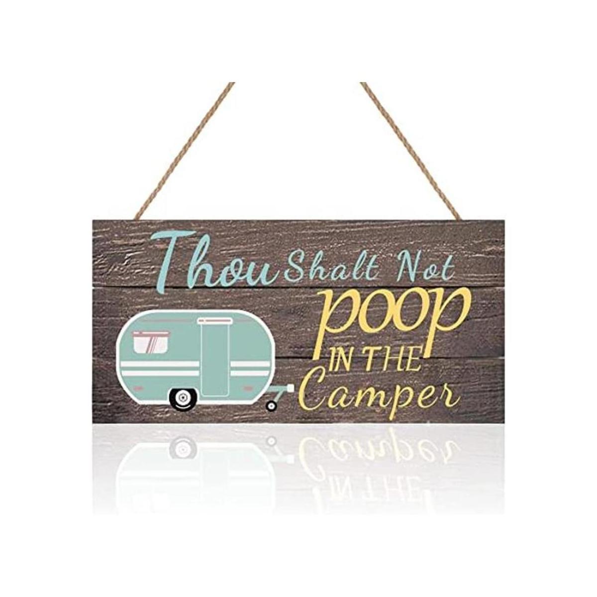 Jetec Letrero para colgar en madera de Thou Shalt Not Poop