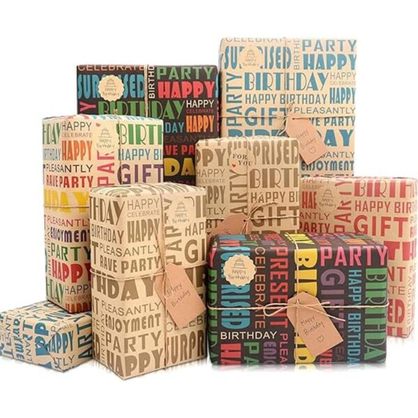 MAMUNU 10 hojas de papel de regalo de feliz cumpleaños