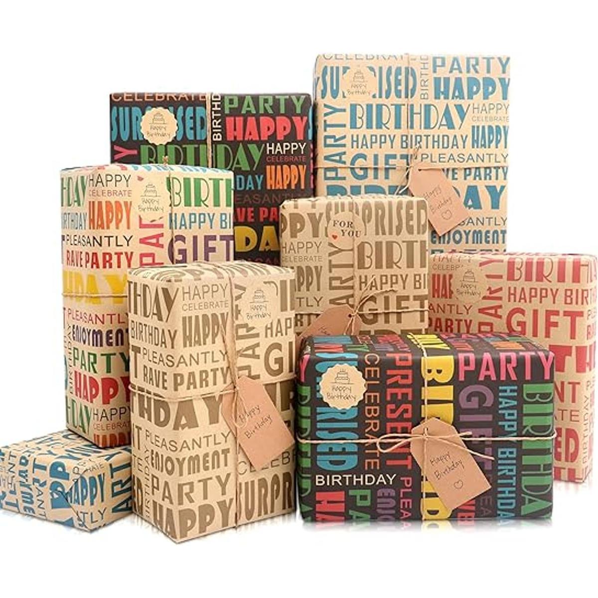 MAMUNU 10 hojas de papel de regalo de feliz cumpleaños