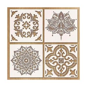 Paquete de 4 plantillas de mandala de 12 x 12 pulgadas