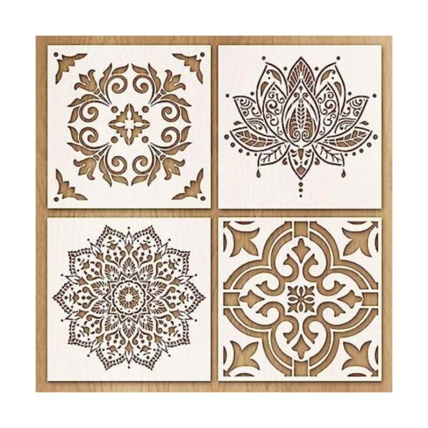 Paquete de 4 plantillas de mandala de 12 x 12 pulgadas