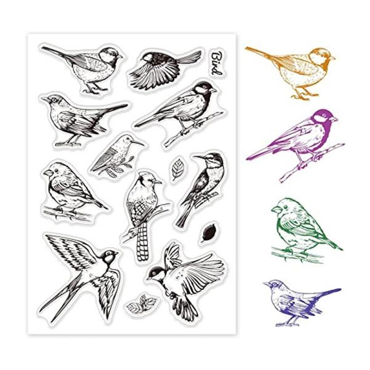 ORIGACH Sellos transparentes realistas de pájaros TPR