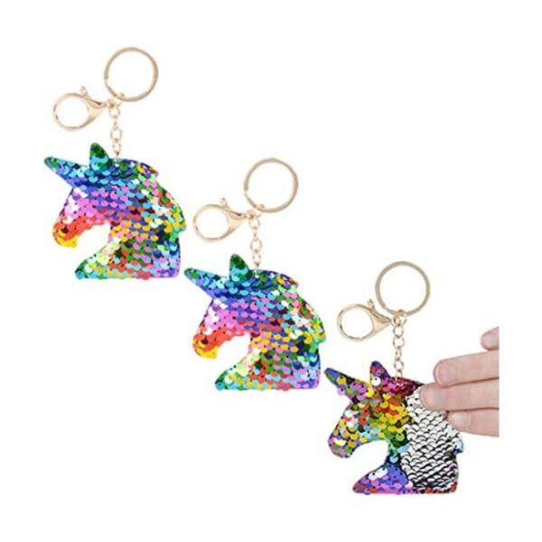 Llaveros de unicornio de plata arcoíris 3 unidades_1