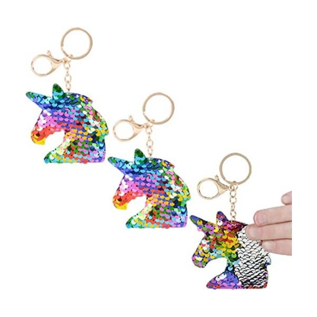 Llaveros de unicornio de plata arcoíris 3 unidades