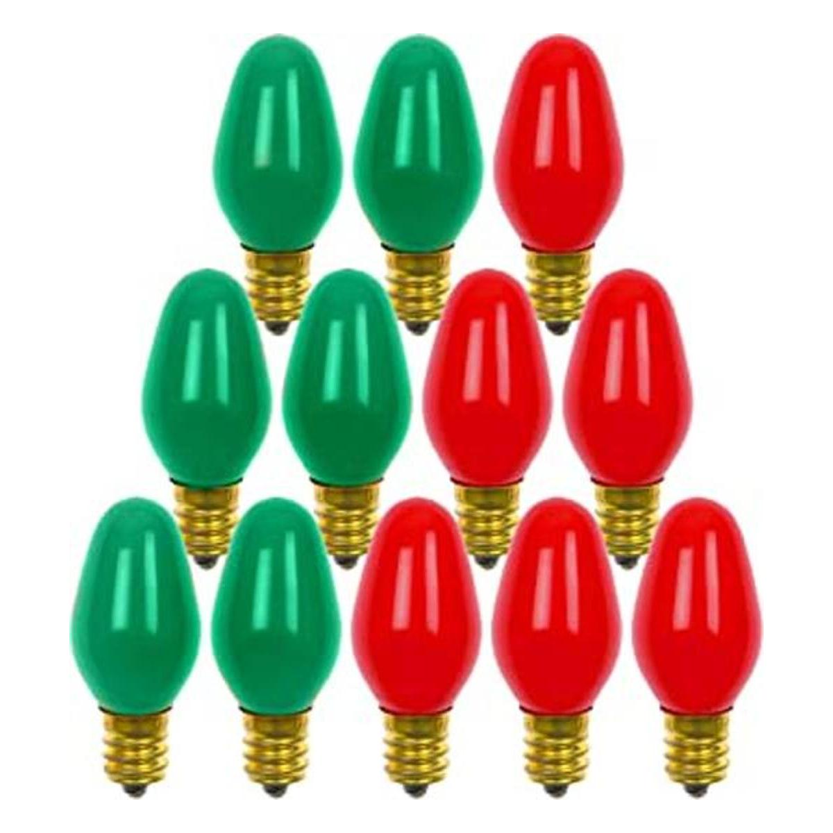 Paquete de 12 bombillas C7 de color rojo bombillas de