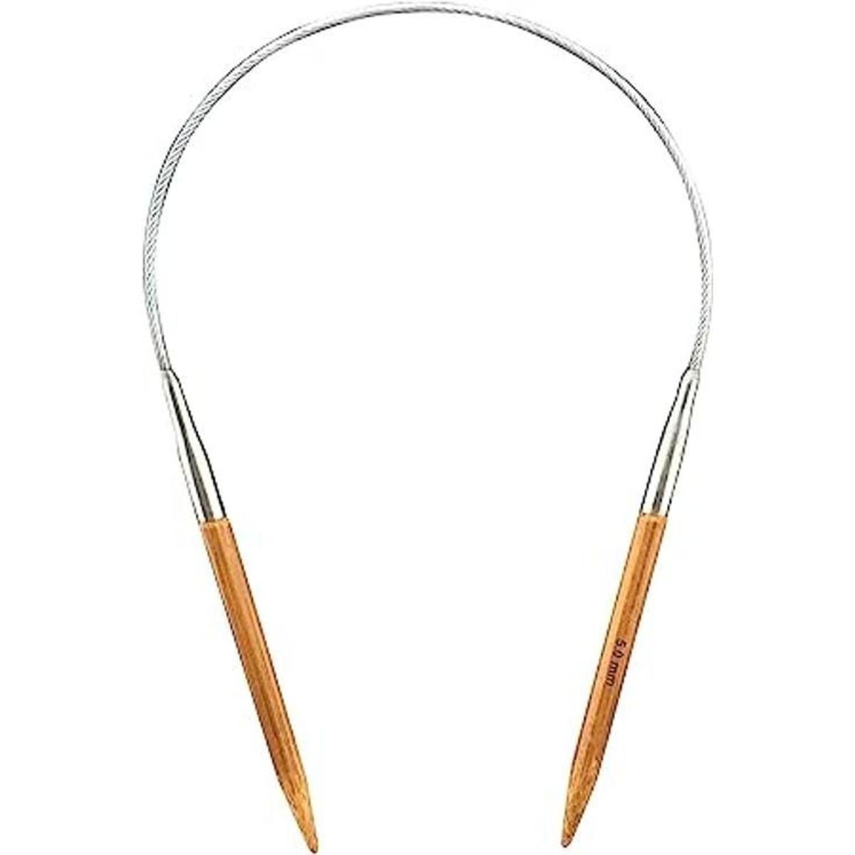 Mdoker Aguja de punto circular de bambú tamaño 8 24