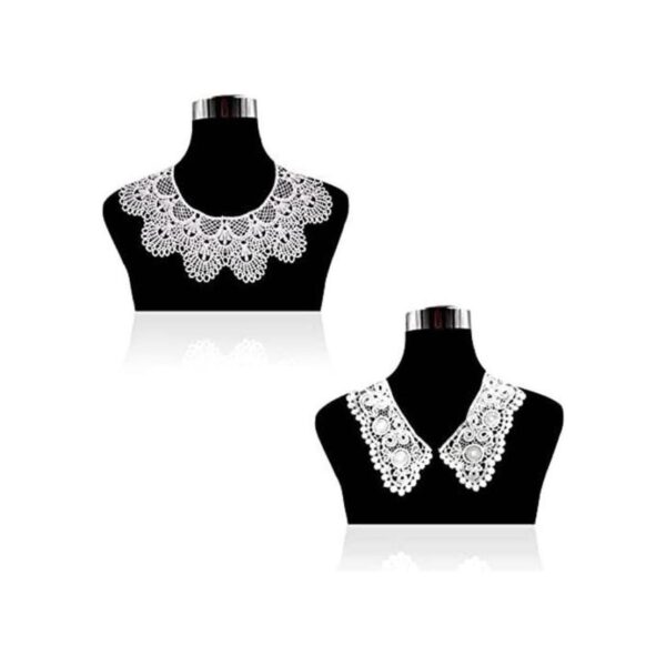 MAMUNU 2 piezas de cuello de encaje blanco cuello de tela