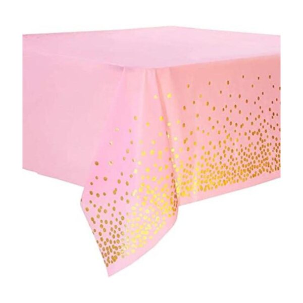 108x54 4 Packs Pink and Gold Disposable Party Tablecloth