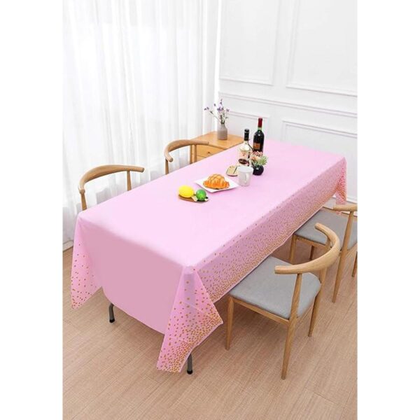 108x54 4 Packs Pink and Gold Disposable Party Tablecloth