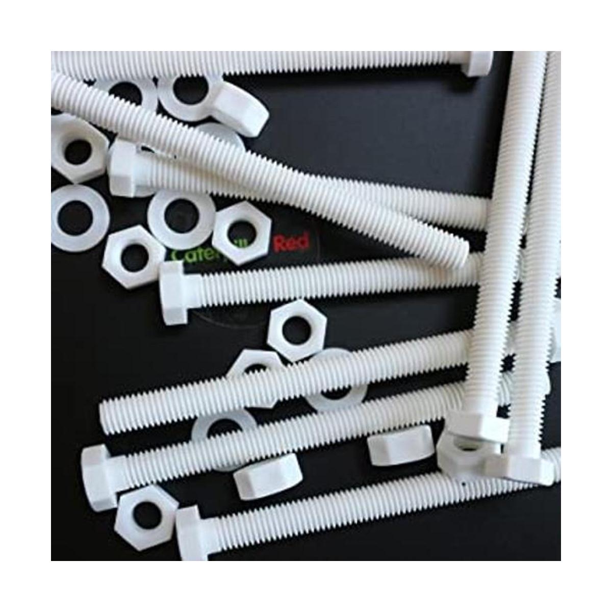 10 tornillos de cabeza hexagonal blanca de polipropileno