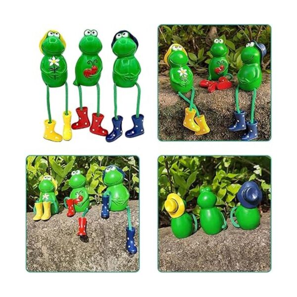Juego de 3 bonitas figuras de rana para jardín estatuas_2