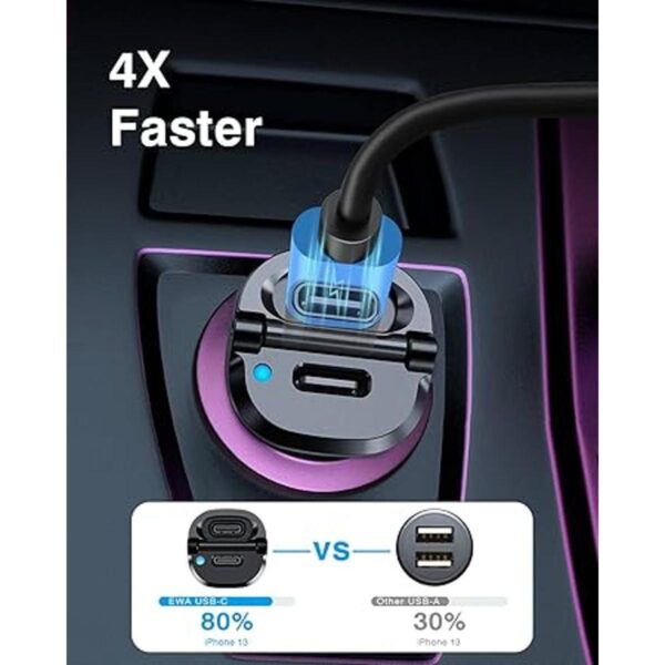EWA Cargador de coche USB C 40W 20W 20W cargador de_2