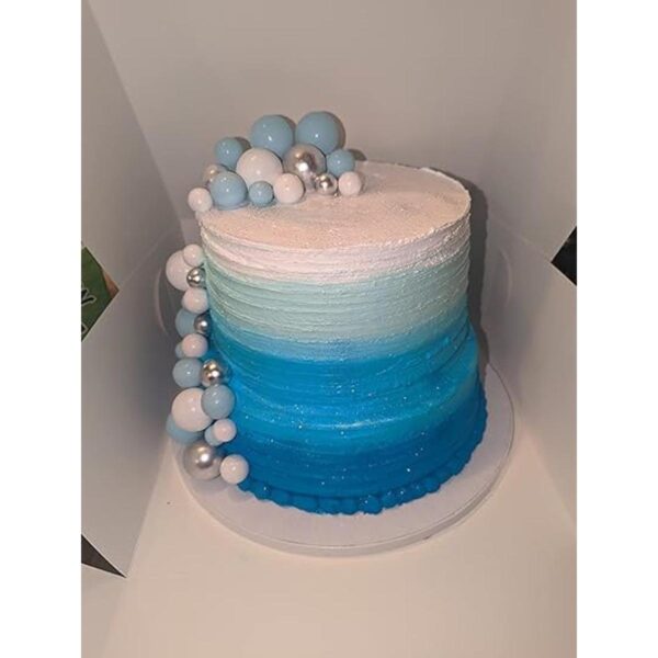 60 piezas de bola de plata azul decoración de pastel de_2