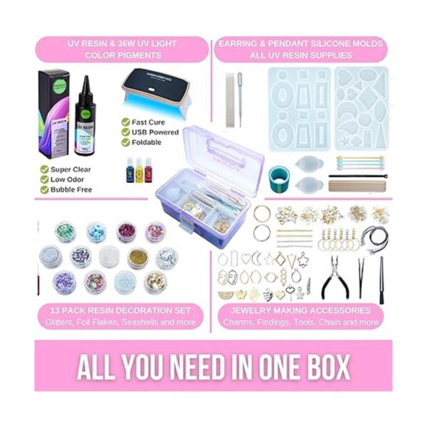 MODDA Kit de resina UV con luz para principiantes con_4