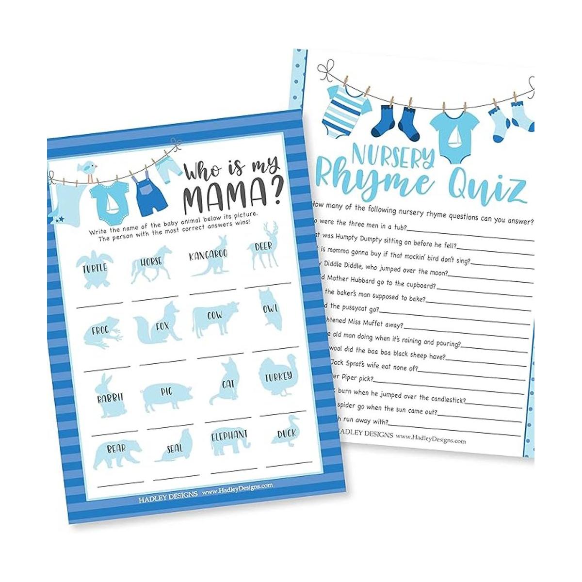 Juegos de baby shower azules para niños 2 juegos de