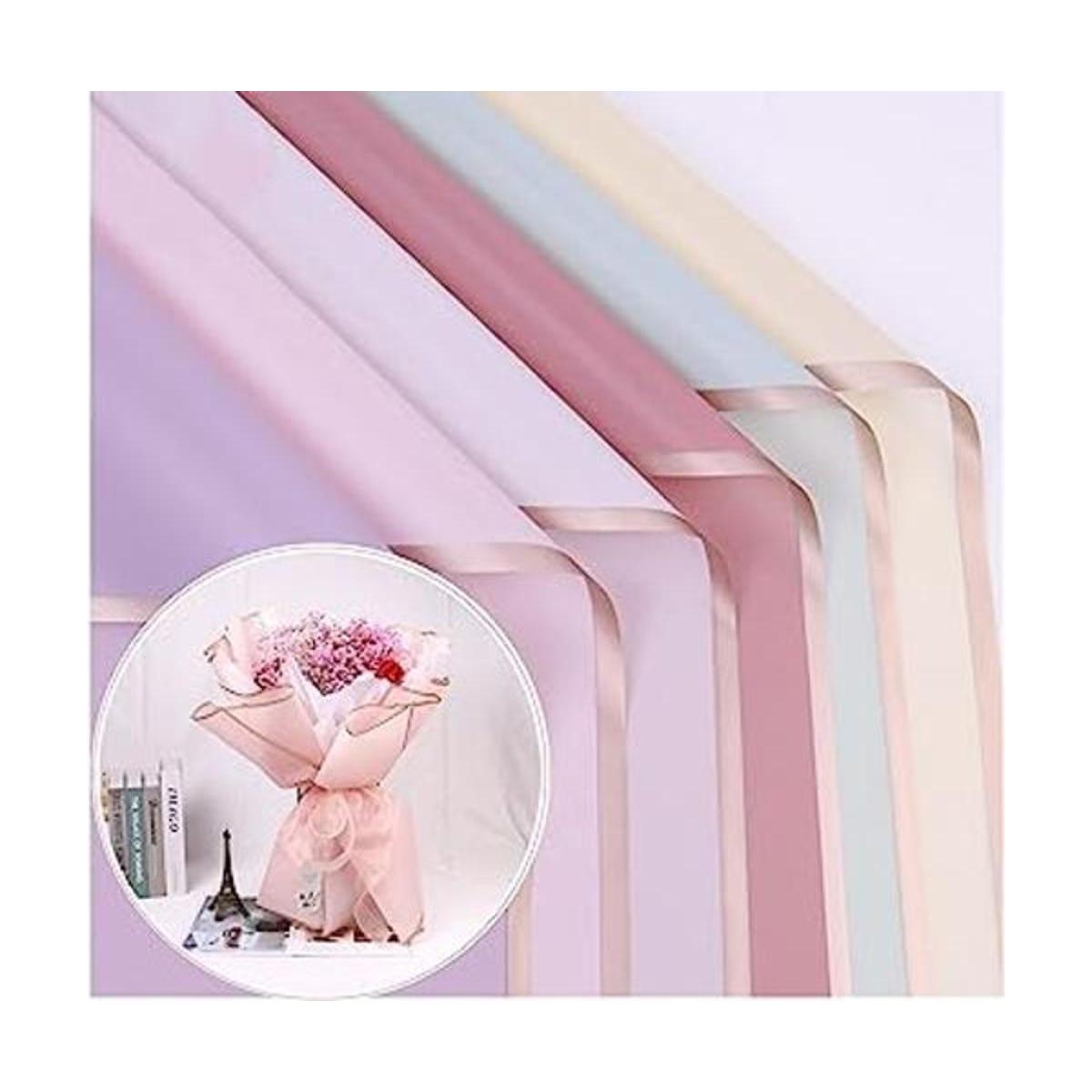 Maomoto Papel de regalo de flores con borde dorado de 24